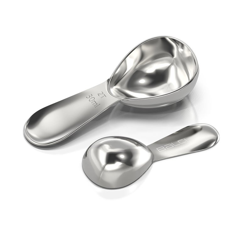 BALCI - Stainless Steel Coffee Scoop Set (1&2 Tablespoon, 15ml and 30ml) Exact Measuring Spoons for Coffee, Tea, Sugar, Flour and More! - Image 4
